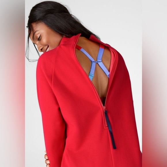 Fabletics Red Zaylee Funnel Neck Pullover Sweatshirt - Size XL - Picture 3 of 9